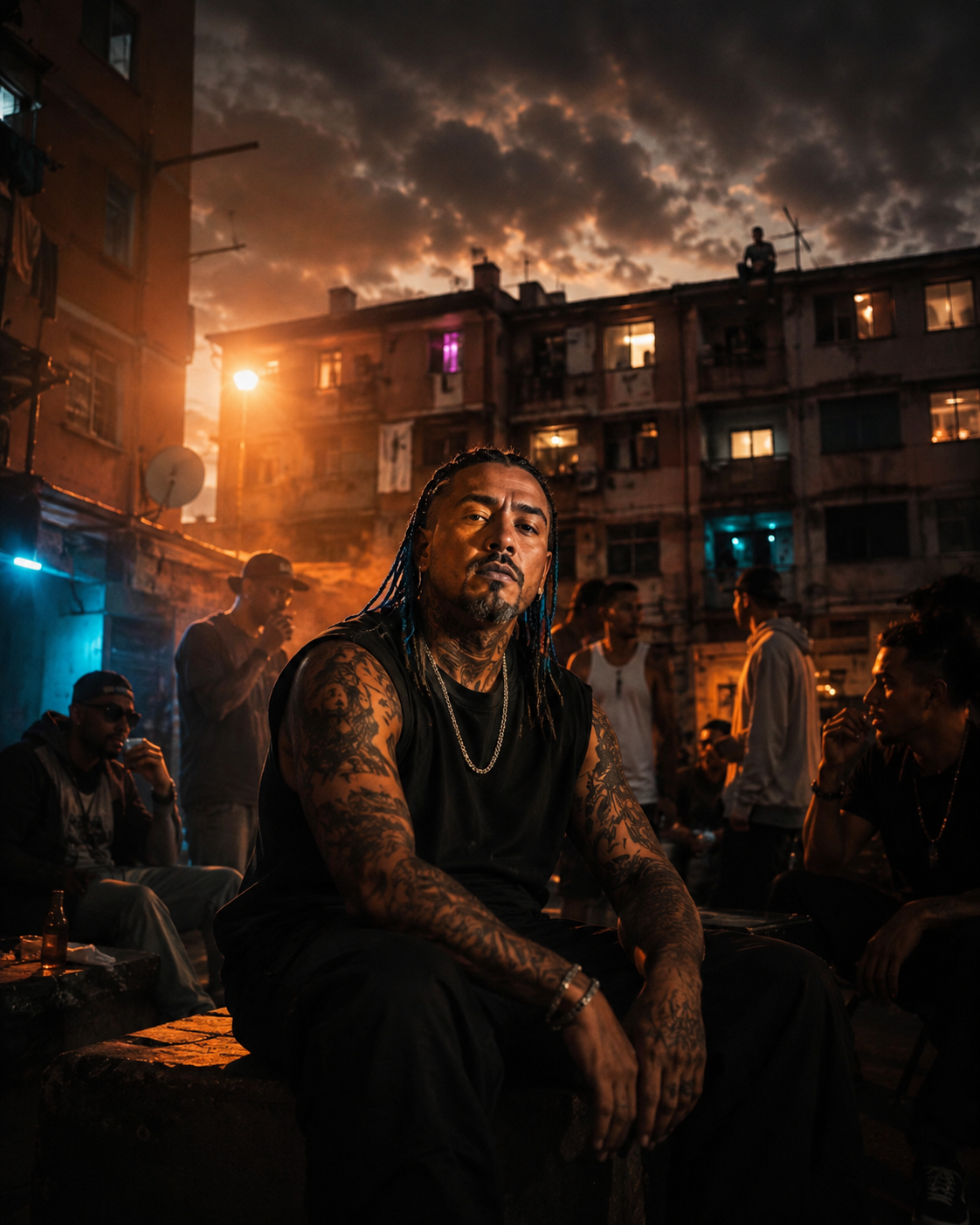 Video musical IA en barrio y bloques urbanos