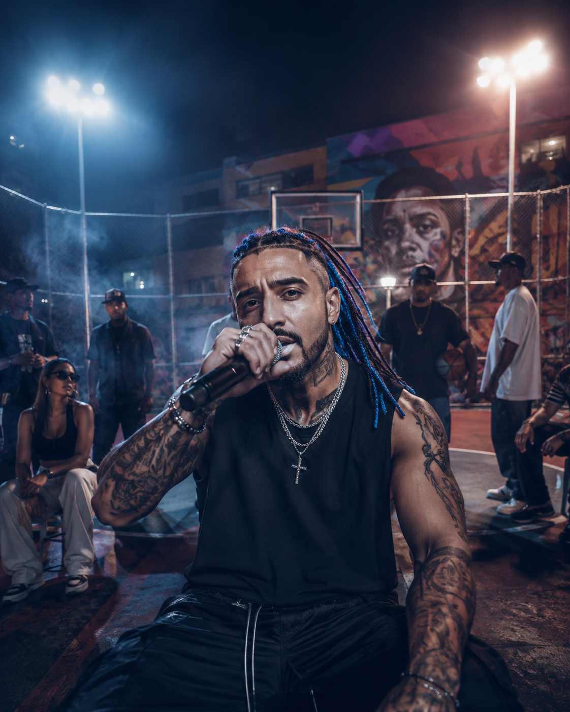 Videoclip urbano en cancha de barrio